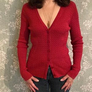 Quality small cable knit sweater cardigan